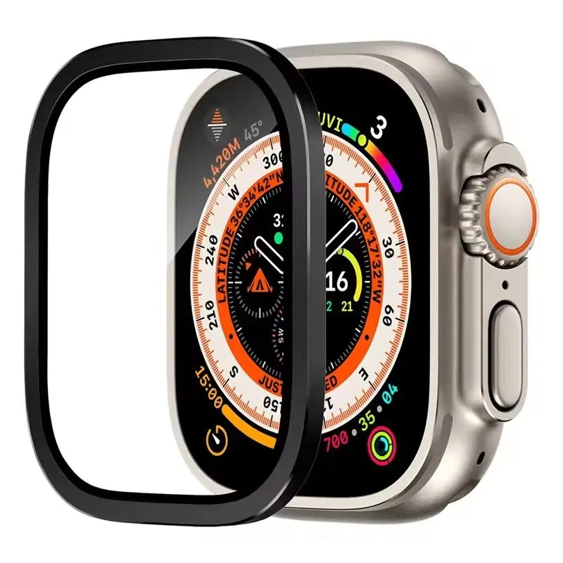Aluminium Alloy Case+Tempered Glass for Apple Watch Ultra 3 2 1 Anti-Scratch Screen Protector for iWatch Ultra 2 49mm Cover Film