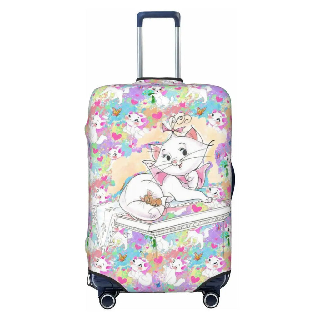 CustomM-Marie Cat Cartoon Travel Luggage Cover Elastic Suitcase Cover Protector Fit 18-32 Inch