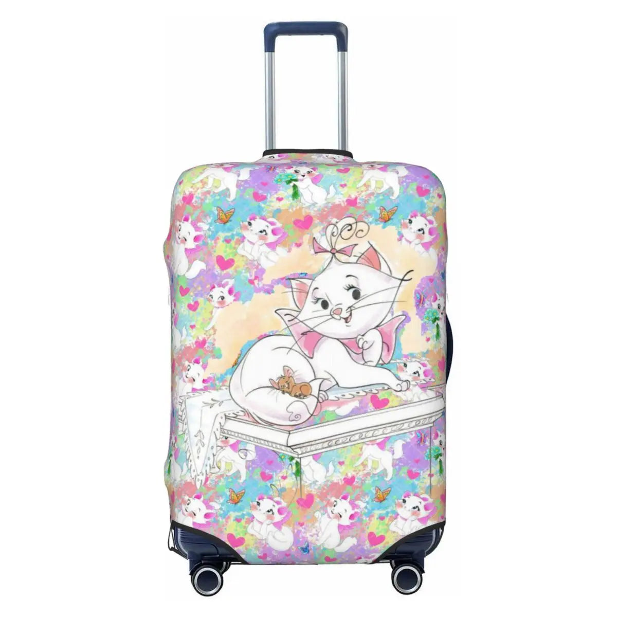 CustomM-Marie Cat Cartoon Travel Luggage Cover Elastic Suitcase Cover Protector Fit 18-32 Inch