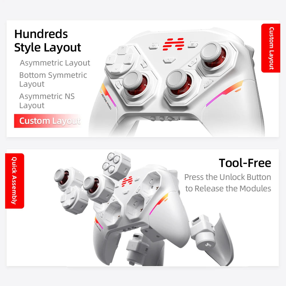 BEITONG PanGu Custom Modular Controller Wireless Bluetooth Gamepad Customizable Gaming Controller for PC/NS2/Mobile/Steam