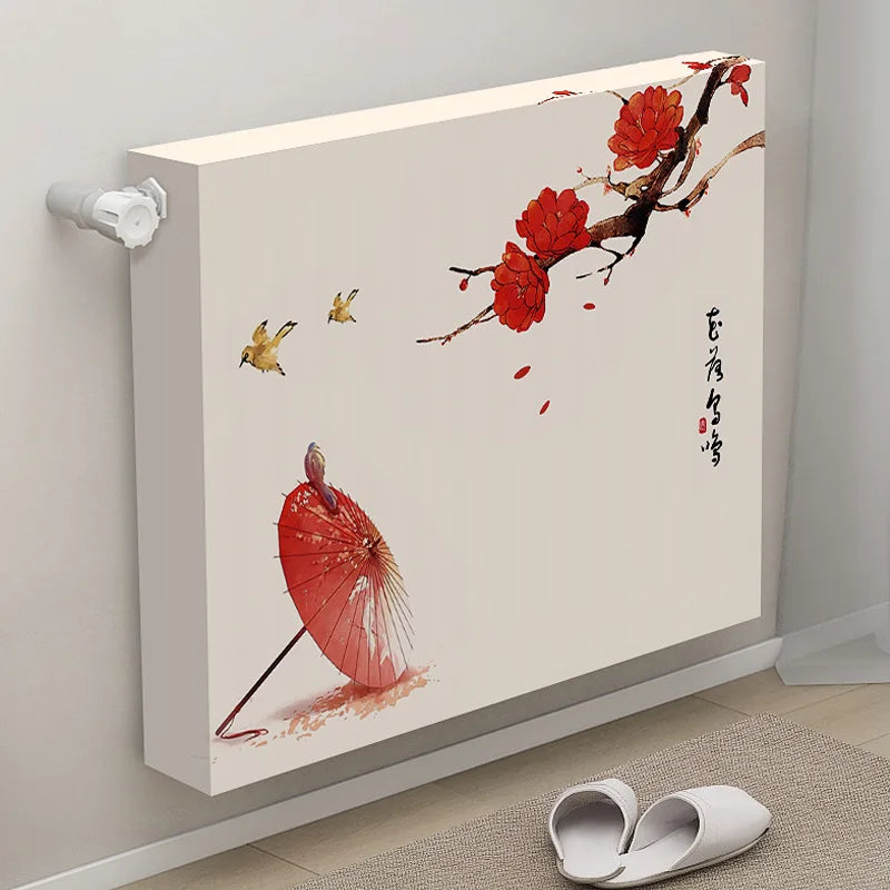55-210cm Elastic All Inclusive Radiator Dust Cover Multi-sizes Chinese Style Printing Decorative Heater Cover Washable Reusable