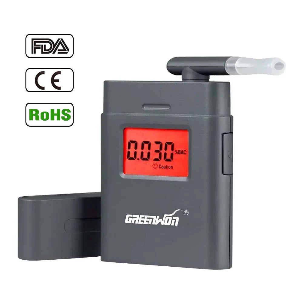 GREENWON LCD Display Mini Pocket Digital Alcohol Tester Driving Breath Breathalyzer Detector with Mouthpieces