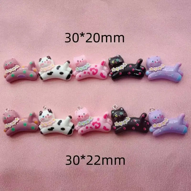 10pcs cartoon DIY resin accessories accessories, cat cream rubber hair clip, phone case, shoe buckle, keychain pendant