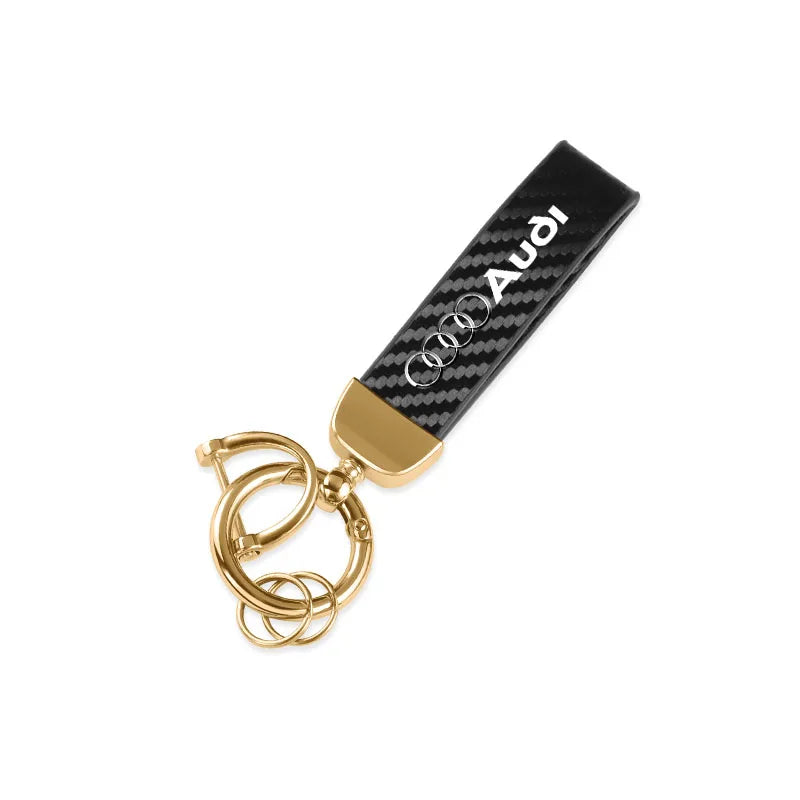 For Audi Sline A4 A3 A6 TT S4 S5 S6 A1 A2 A5 A7 A8 Q1 Q2 Q3 Q4 Q5 Q6 Q7 Q8 B8 B9 B6 C6 Q Carbon Leather Car Keychain Accessories