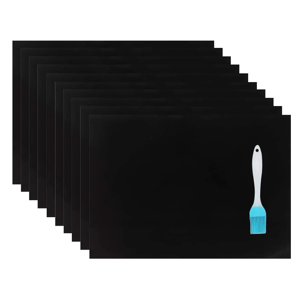Non-stick grill mat, 60x40 cm, heat-resistant cooking plate, grill cleaning utensil, for electric oven, microwave, gas grill
