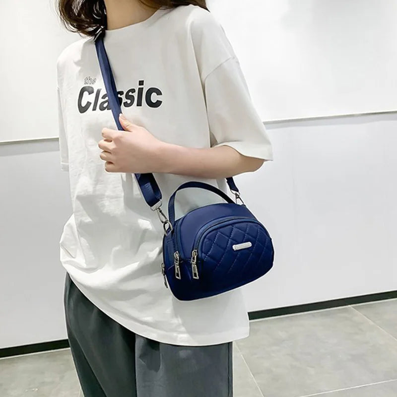 Casual Quilted Nylon Handbag - Versatile Crossbody Bag with Multi-Pockets, Detachable Strap Shoulder Bag for Women