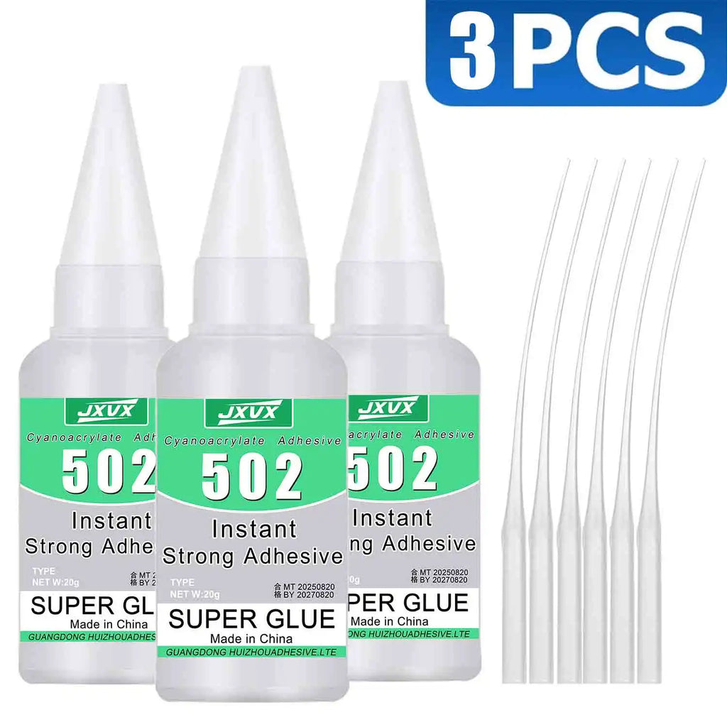 15pcs 502 Super Glue Instant Quick-drying Cyanoacrylate Transparent Adhesive Leather Rubber Wood Metal Glass Strong Bond Liquid Glass Glue High Viscosity Tool With precision dispenser 20g(0.7oz).