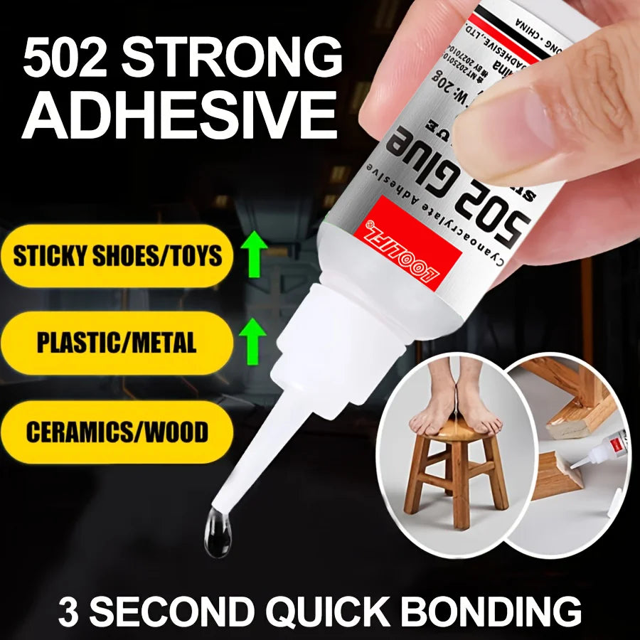 Loolifl 1-25 Pieces 502 Strong Instant-Drying Cyanoacrylate Glue for Leather, Rubber, Wood, Metal, Strong Liquid Adhesive Tool