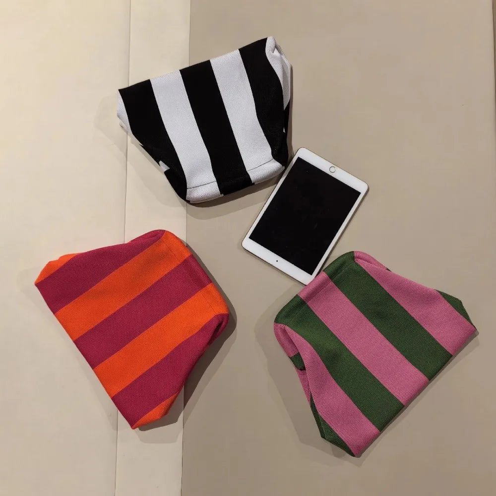 Knitted striped handbag dinner work beach large capacity daily versatile color contrast commuter clip bag women