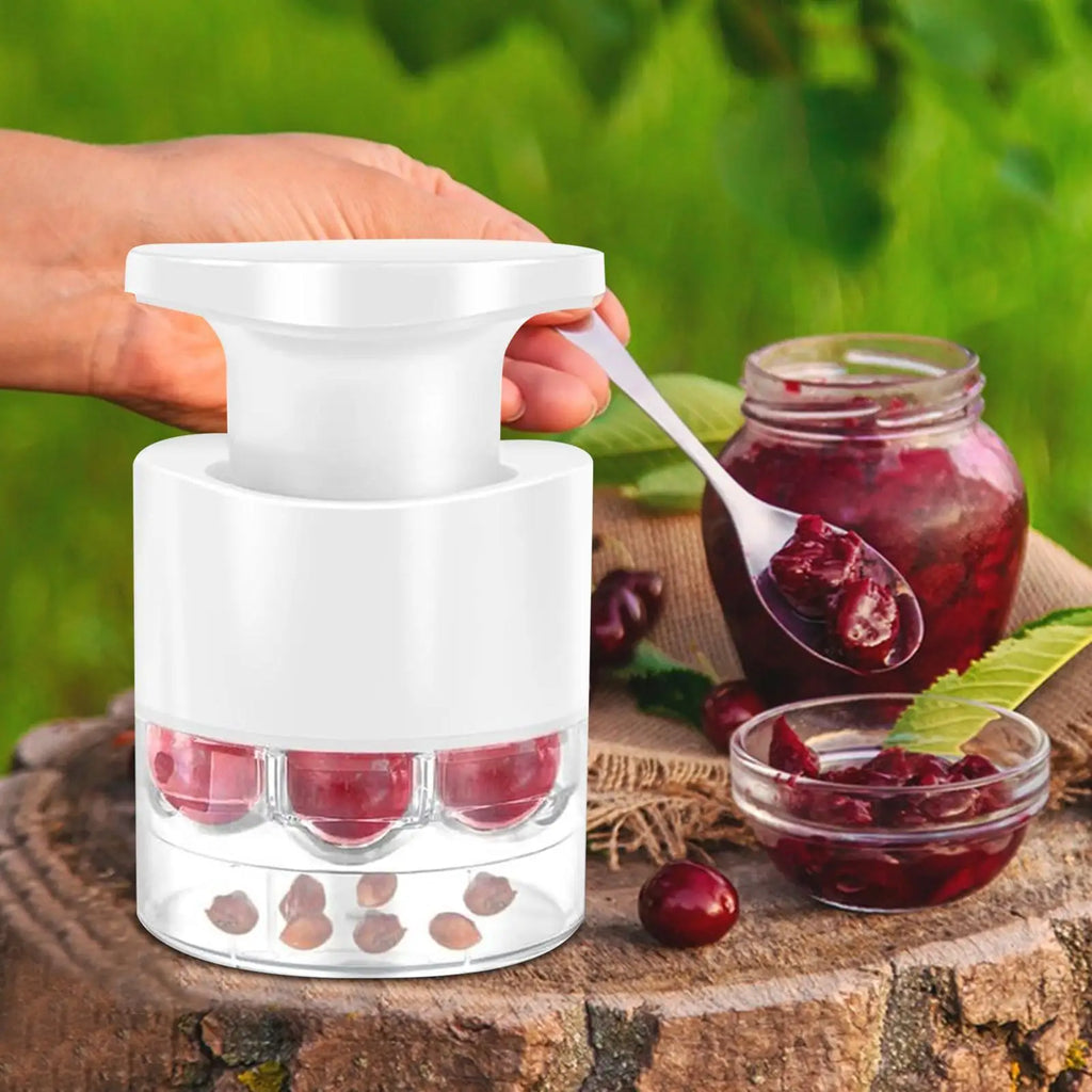 Easy-Press Cherry Pitter with 7 Holes Olive Seed Squeeze Tool Stoner Remover Kitchen Corer Aid for Dessert Jam Hawthorn Juice