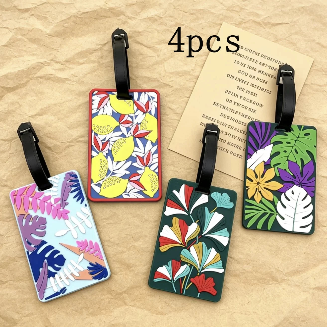 1/2/4Pcs Tropical Plant Silicone Luggage Tag Creative Lemon Leaf Travel Baggage Name Id Label Card Anti-Lost Suitcase Identifier