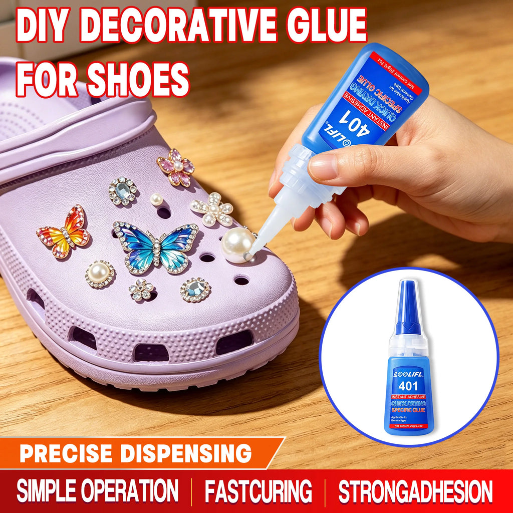 LOOLIFL 401 Clear Instant Super Glue Precise Tip Quick Dry Adhesive DIY Rhinestone Shoe Jewelry Fabric Handcraft Mending