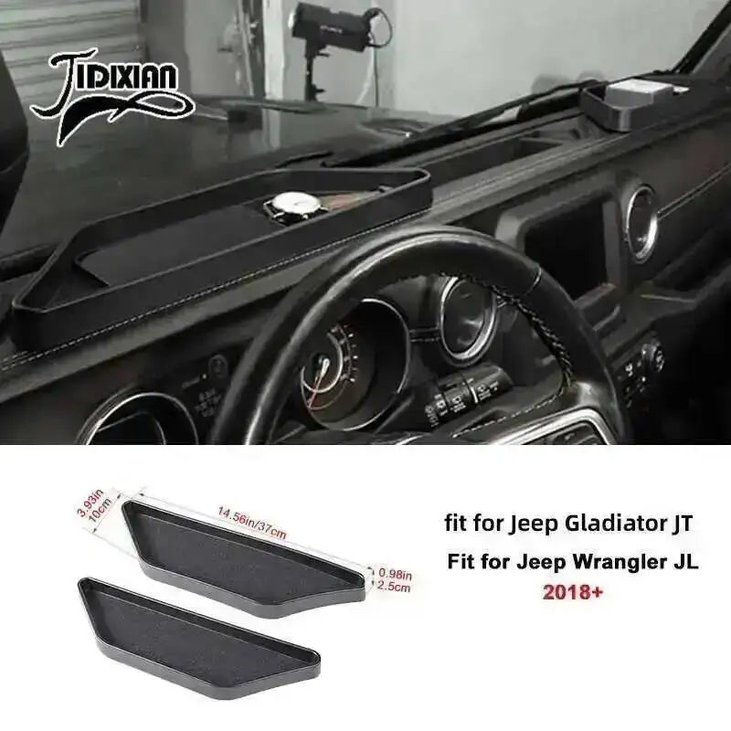 JIDIXIAN for Jeep Wrangler JL 4Xe for Gladiator JT 2018 2019 2020 2021 2022 2023 2024 2025 Dashboard Phone Holder Storage Box