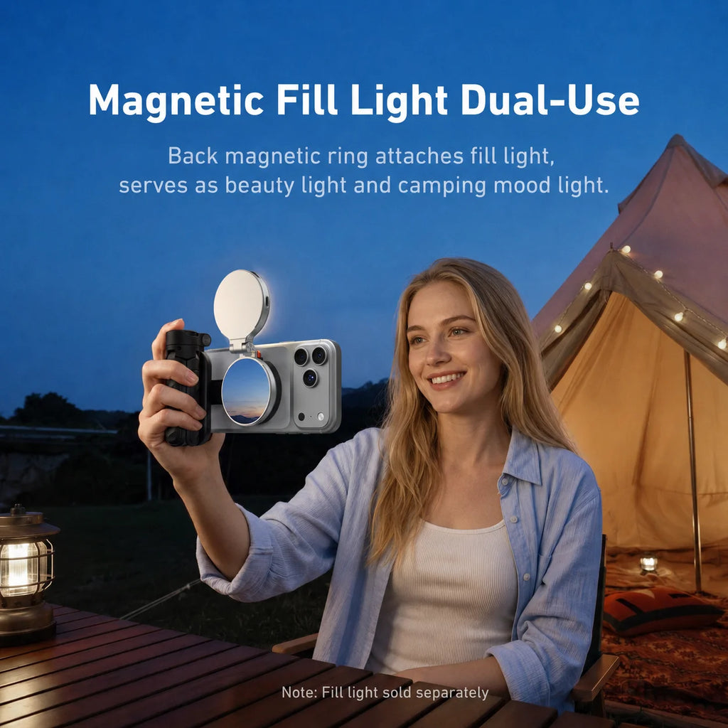 TELESIN Mini Magnetic Carabiner Wireless Shooting Aid Remote Control Hand Grip Phone Holder Selfie Stick Tripod for Smart Phone