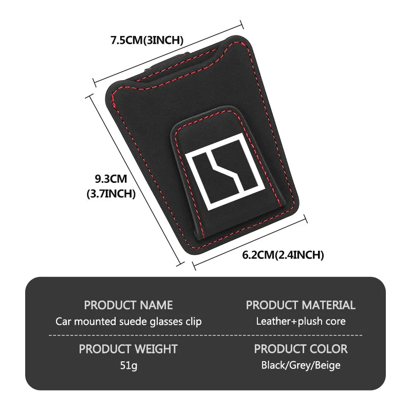 Suede Car Logo Sun Visor Glasses Clip Ticket Card Storage Clamp For Zeekr 001 EV 2021-2023 009 X 2021 2022 2023 Krypton