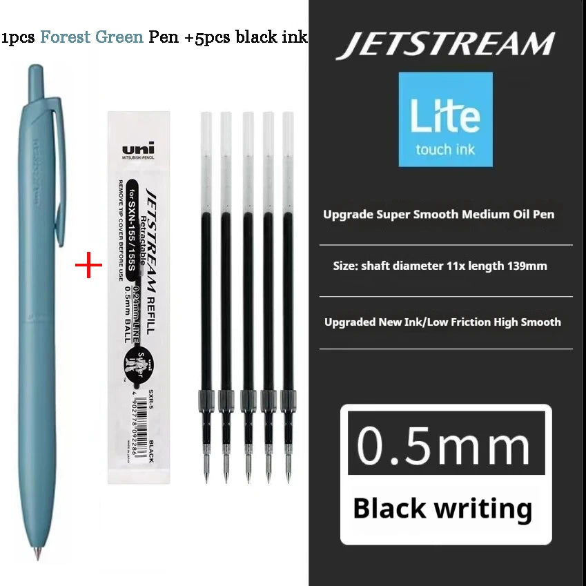 Uni Permanent Ballpoint Pen Jet Stream Anti-slip Cloudy Recycled Eco Shell Friction Super Smooth Ink Oil Pens Portable Supplies