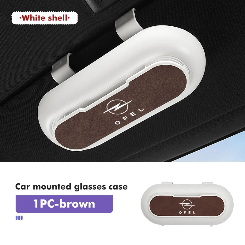 For Opel Car Sunglasses Case ABS Suede Sun Visor Mount Glasses Storage Box Vectra Zafira Meriva Mokka Grandland Vivaro Antara