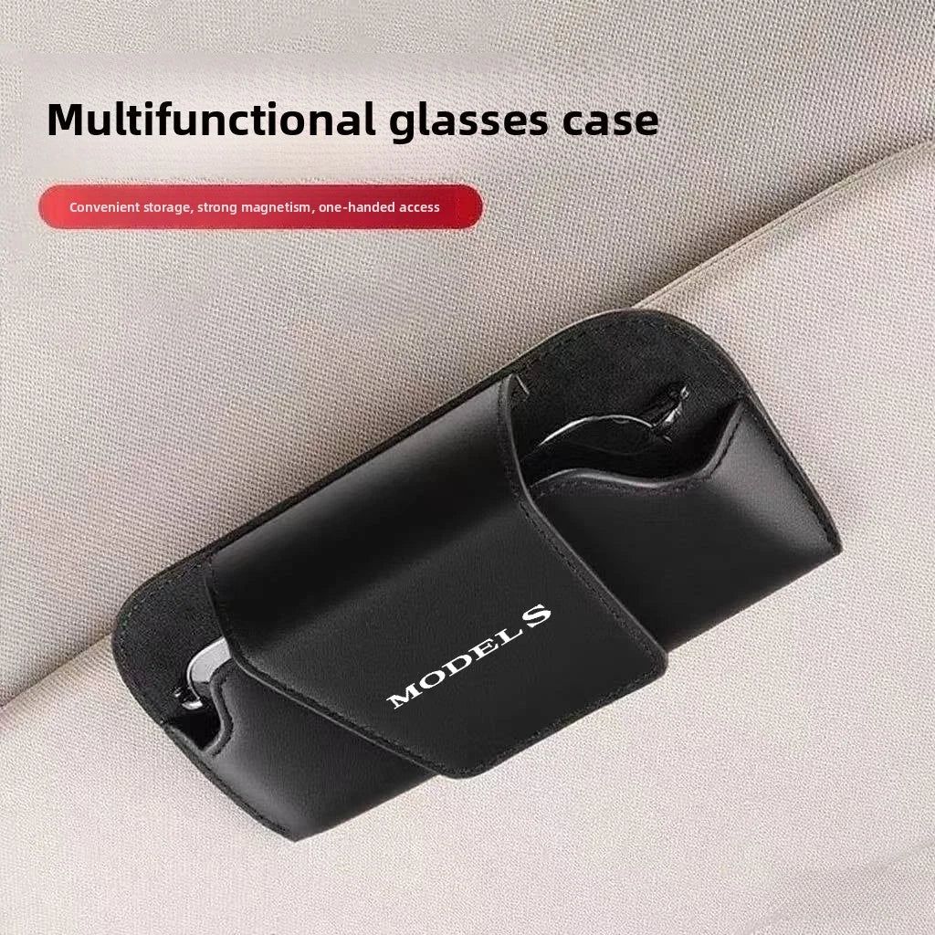 Car Sun Visor Leather Auto Sunglasses Clip Glasses Holder case Storage for Tesla modelY model3 modelX modelS model 3 X S Y