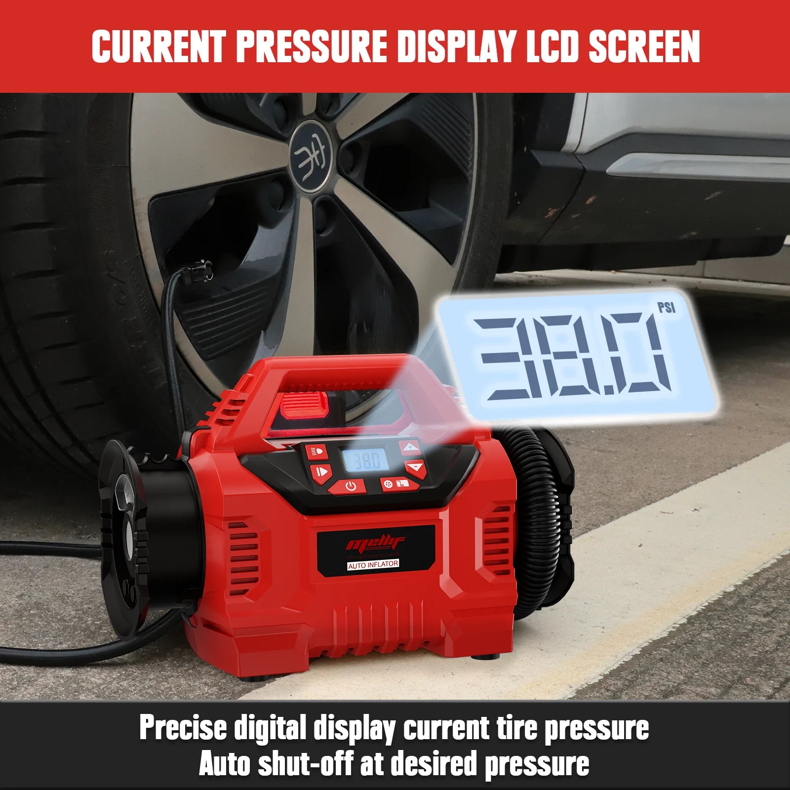 Portable Tire Inflator Air Compressor Compatible with Milwaukee 18V Battery(Tool Only)with Digital Gauge for Car Tire Pump