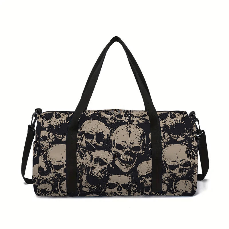Skull Flower Large Capacity Luggage Bag  For Boy And Girls Best Gifts 2D Flat Cartoon Travel Duffels Hand Bag For Children