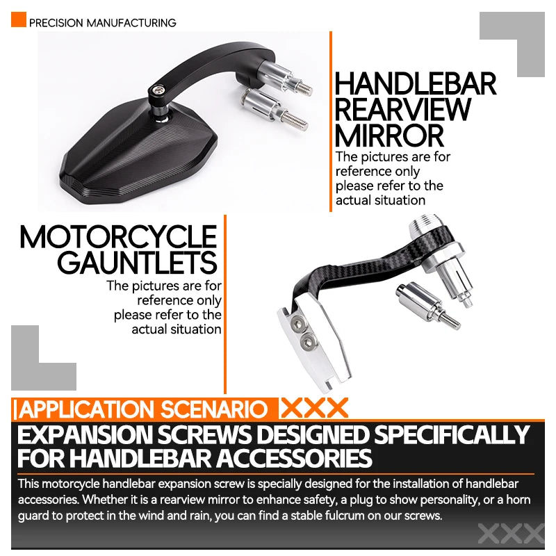 2pcs/set 13/16mm Expansion Screw Handguard Handlebar End Plugs Screws Universal Handle Bar Expand Screws Motorcycle Accessories