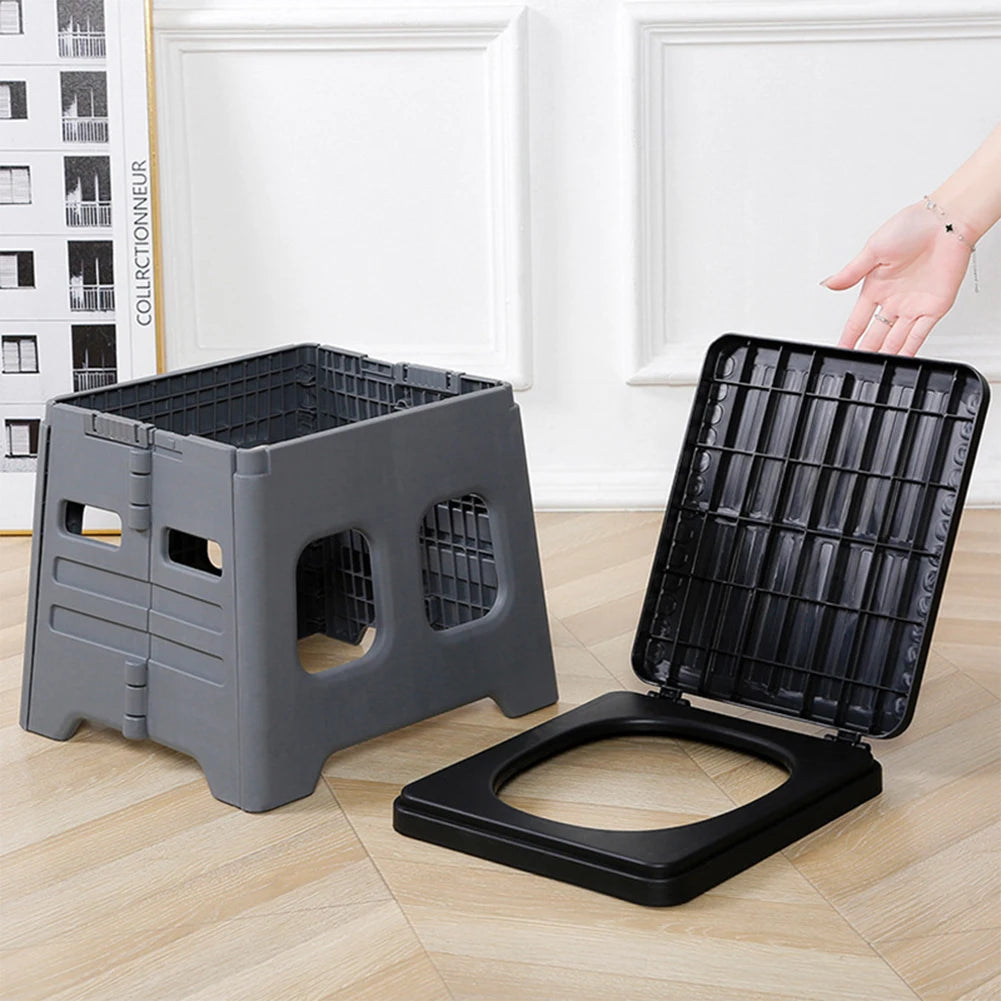 Portable Camping Toilet with Lid Portable Folding Toilet Multifunctional Foldable Outdoor Camp Toilet for Adults
