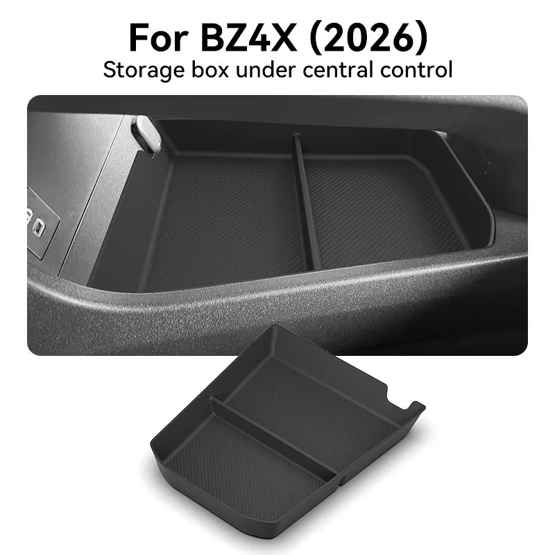 For Toyota BZ4X 2026 RHD Center Console Lower Storage Box Anti-Slip TPE Organizer Tray Right Hand Drive Car Interior Accessories