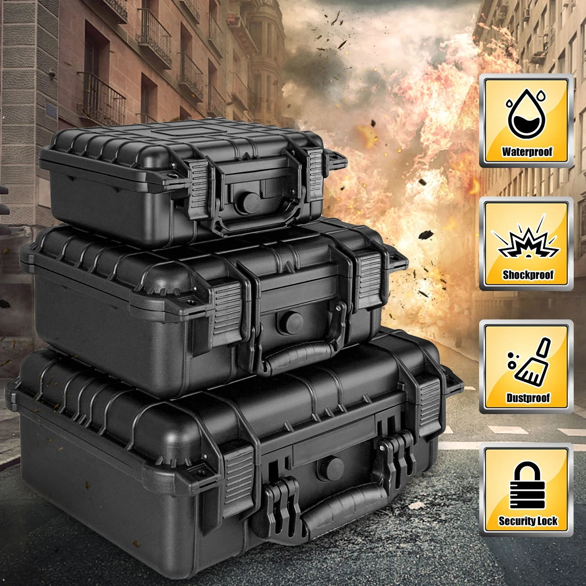 1pc Safety Instrument Tool Box Waterproof Hard Carry Case Bag Tool Case Sponge Protective Tool Storage Box Shockproof Hard Case