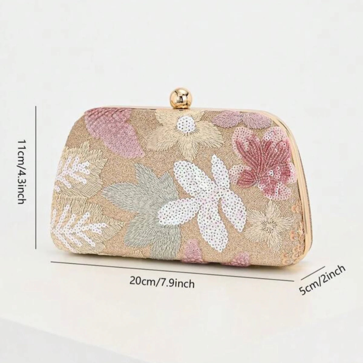 Women's Clutch Bag with Random Floral Design, Light Luxury Socialite Clutch Bag, Wedding Party Dress Bag, High-End Sequin Evening Bag, Sequin Embroidered Evening Bag, Versatile Banquet Clutch Bag, Detachable Shoulder Strap