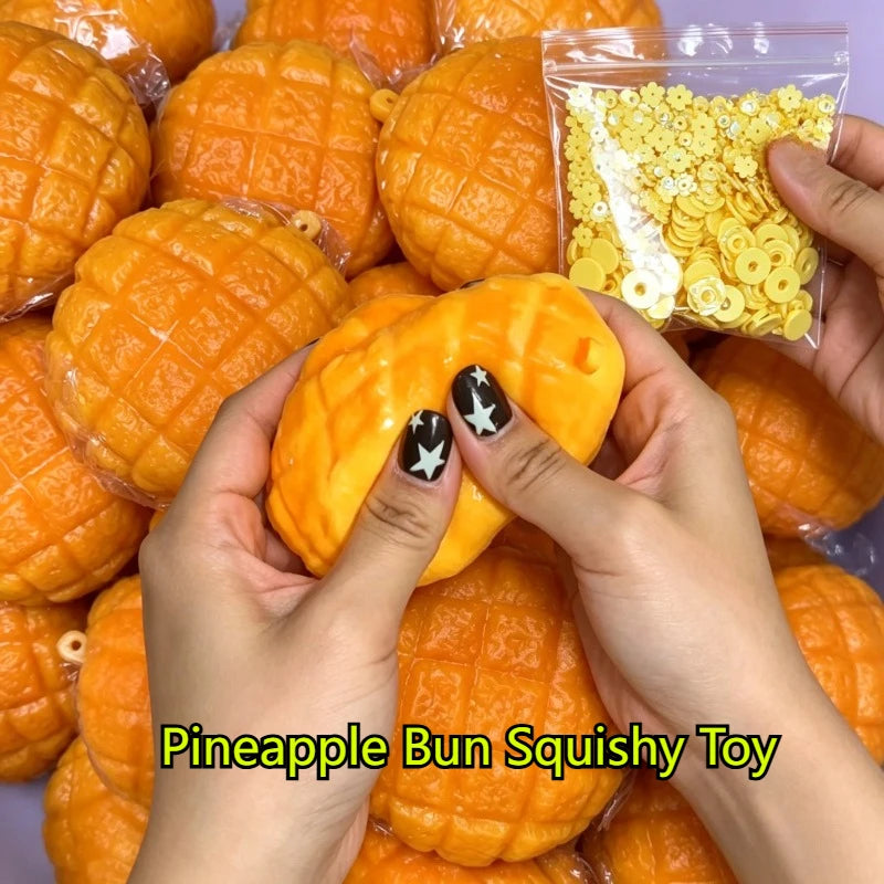 Food-Shaped Stress Ball Pineapple Bun Squishy Toy Moldable Bounce Squeeze Ball ASMR Sensory Anti Stress Fidget Toys Squeeze Toy
