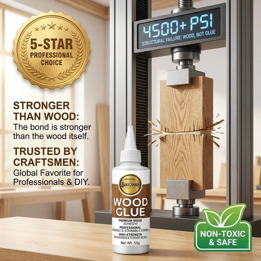 SIKEZHAN Wood Glue 50g - Premium Sandable and Stainable Wood Adhesive, Strong Interior & Exterior Bond for DIY Crafts & Repairs