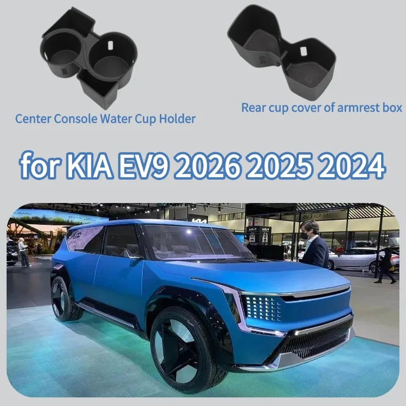 Cup Holder Inserts for KIA EV9 2024-2026 Land/GT-Line/GT TPE Center Console Front Rear Cup Holder Liner Protector  Accessories