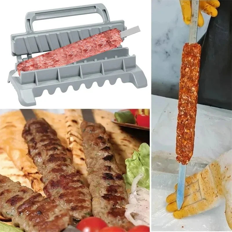 8/9 Inch Wide Flat Kebab Maker Kebab Skewers Stainless Steel BBQ Barbecue Kebob Skewer Row for Brazilian Koobideh Persian