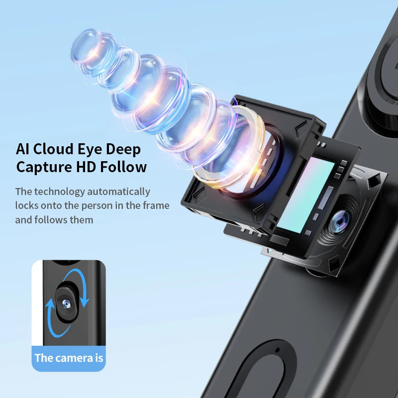 FANGTUOSI 192cm Tripod for Smartphone 360°Auto-Rotation Shooting Selfie Stick Phone Stand AI Face Following, with Remote Control