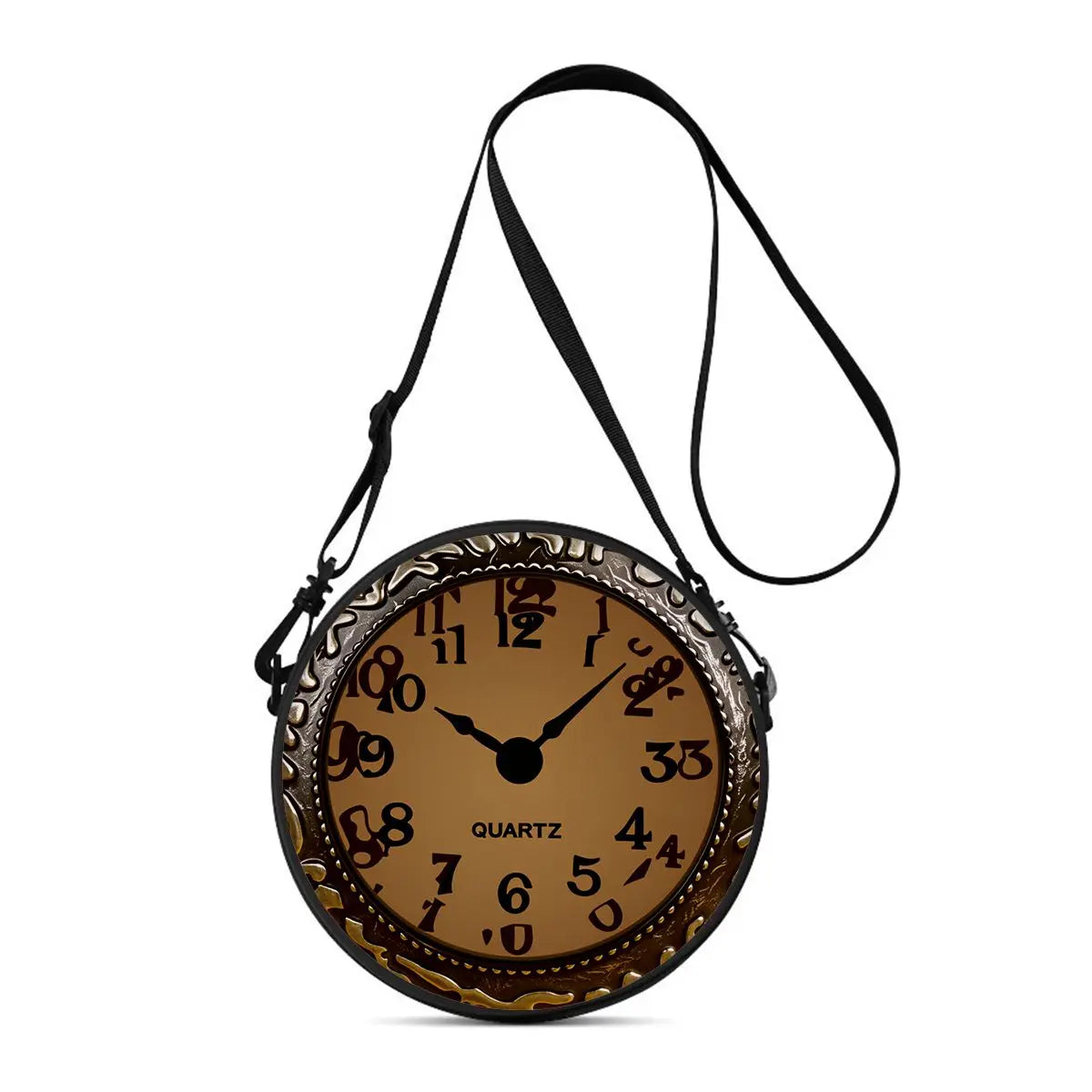 Clock Print Round Shoulder Bag Casual Messenger Bag Daily Adjustable Strap Crossbody Bag for Woman Best Gifts 2D Flat