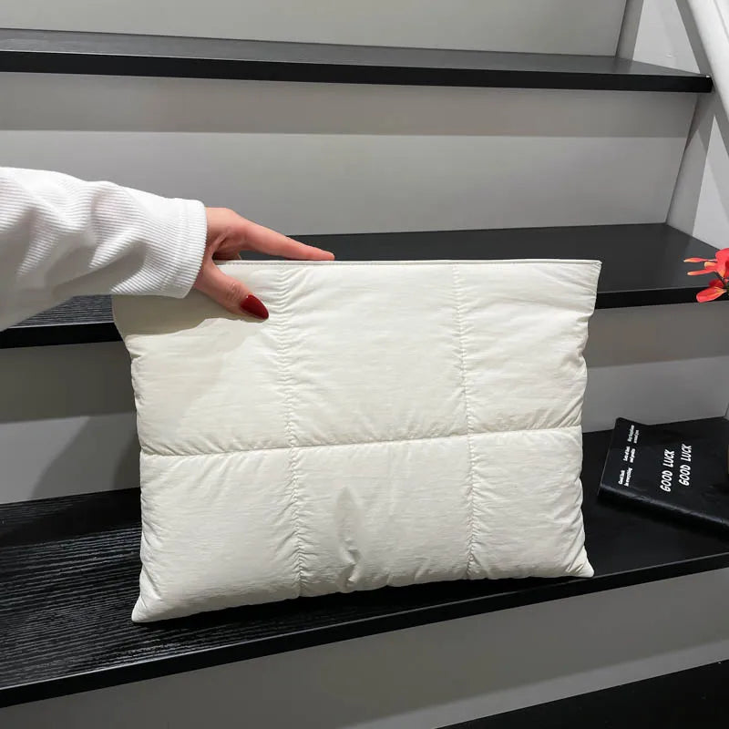Korean Cross Border Puff  Laptop Bag  for Macbook Shockproof Hand Carry Clutch Bag Comfortable and Versatile Texture Pillow Bag