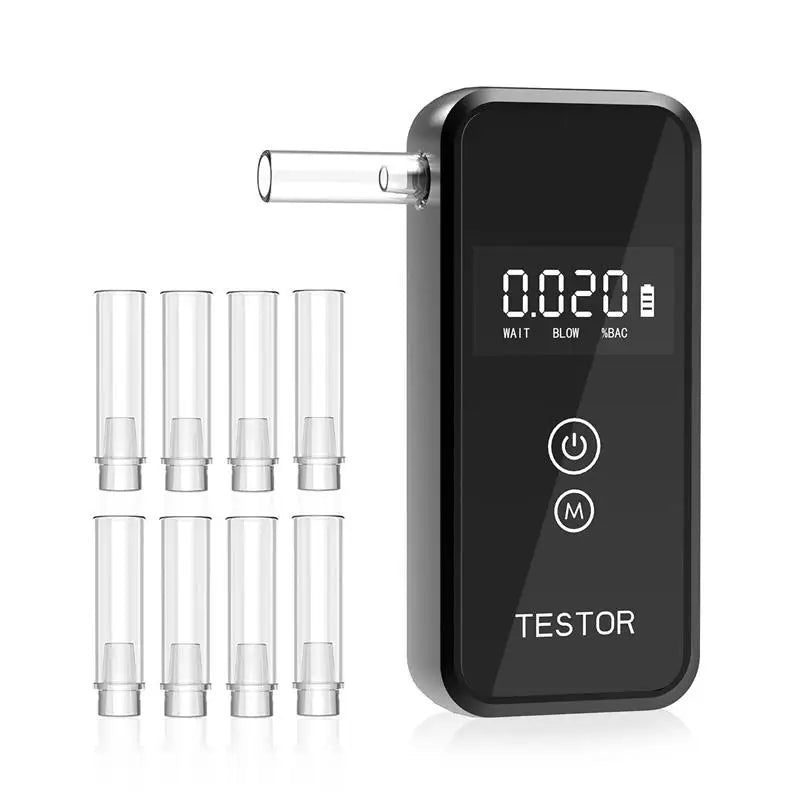 Professional Breathalyzer Alcohol Tester with Digital Display 8 Reusable Mouthpieces for Home Car Use Accurate Portable