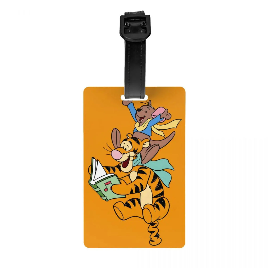 Custom My Friends Cartoon T-Tigger Pooh Luggage Tag Privacy Protection Baggage Tags Travel Bag Labels Suitcase