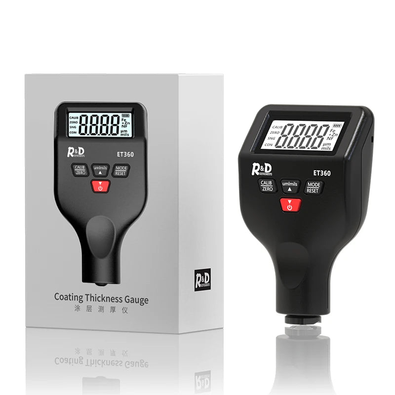 R&D ET360 Mini Micron Level  Paint Thickness Meter High Precision Car Paint Coating Thickness Gauge Fe/NFe Fe+ Zn Russian Manual