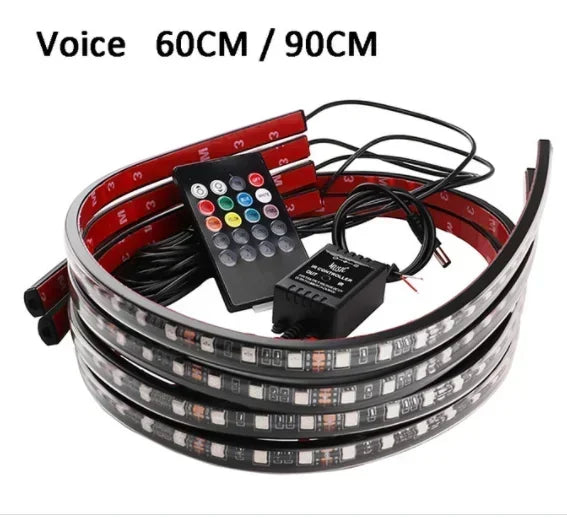 90/120CM Car Flexible Underglow Strip Light LED Underbody Remote APP Control RGB Neon Lights Atmosphere Lamp for Auto Decoration