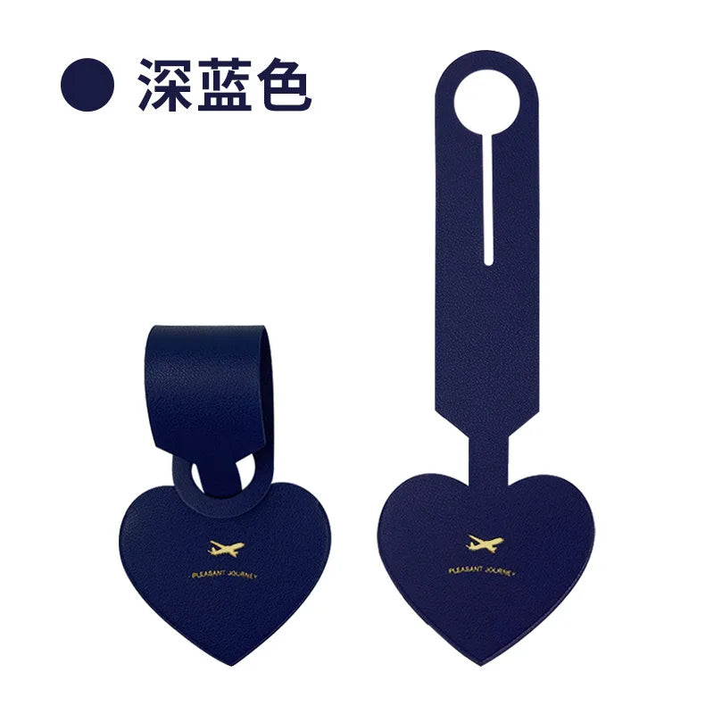 Korean Heart Shaped PU Luggage Tags Women Men Holiday Travel Accessories Suitcase Tag Name ID Address Lable Bag Tags for Luggage