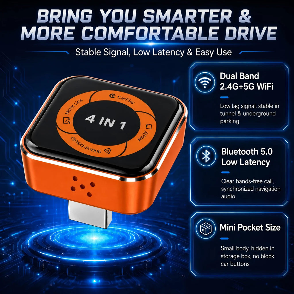 Wireless CarPlay Adapter for Apple IPhone＆Android Small Size Wireless CarPlay Plug and Play Fast and Stable Connection Wireless