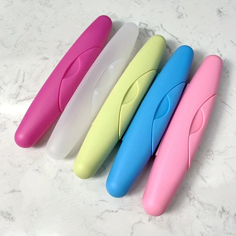 1pc Portable Single Toothbrush Case, Dustproof, Made Of Plastic Material, Designed For Daily Use And Travel