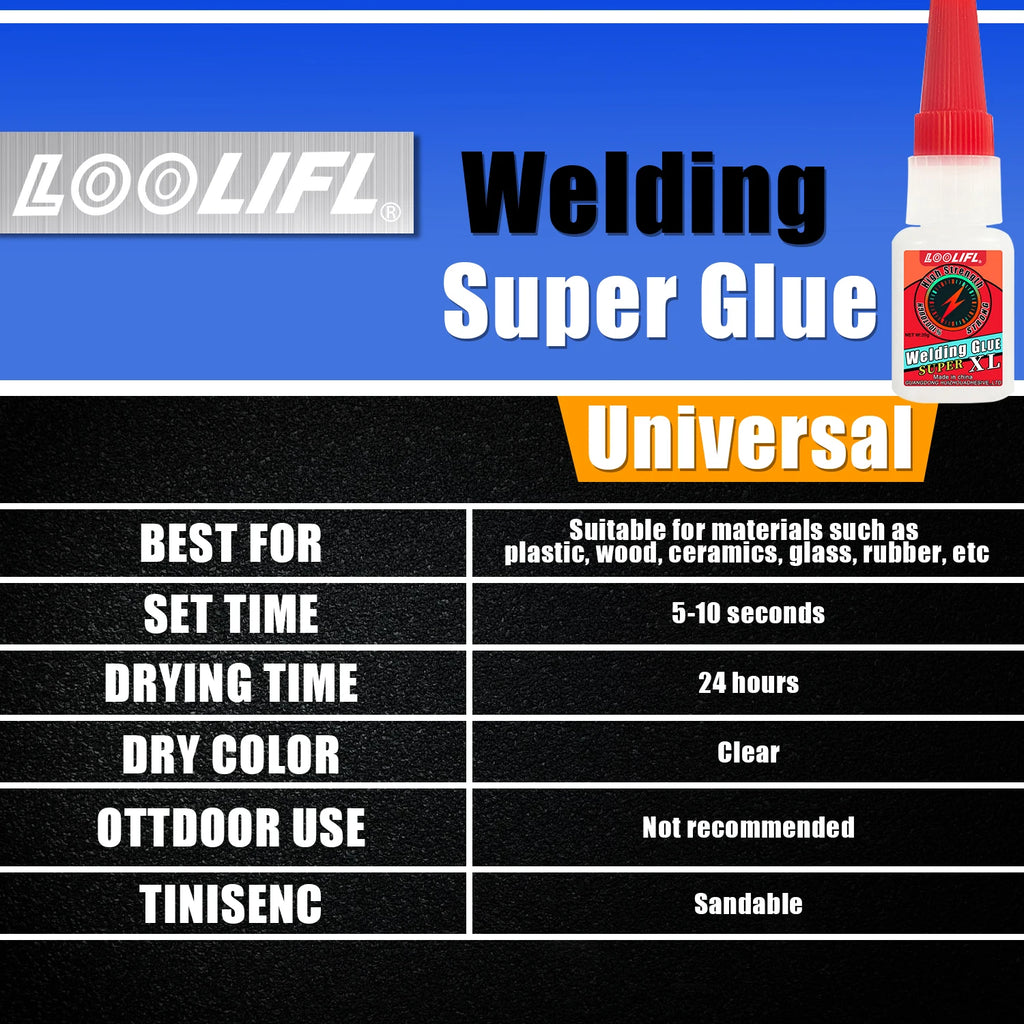 LOOLIFL 50g super glue, professional adhesive, transparent cyanoacrylate glue, quick-drying, tasteless and long-lasting adhesion