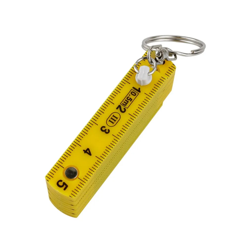 Multi Functional 0.5m 10-Fold Folding Ruler with Keychain Double-sided Scale Plastic Ruler Anti Pinch Gauge DIY Projects