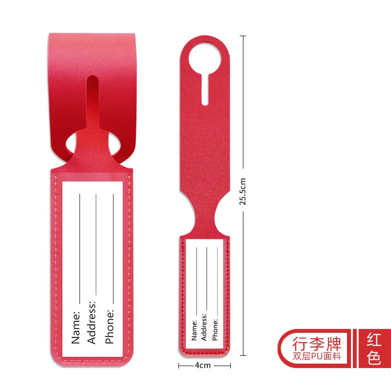 Customized boarding pass PU leather strip hanging luggage tag printed name label suitcase tag