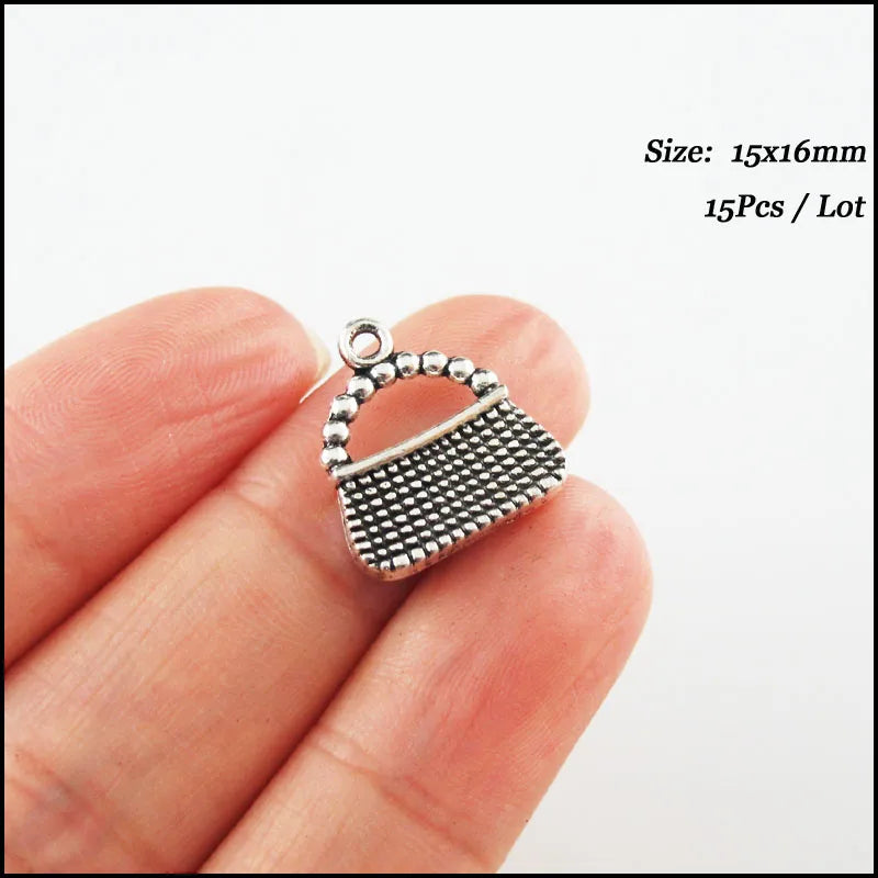 Fashion New Lady Handbag Valise Charms Tibetan Silver Plated Pendants For Gifts Jewelry
