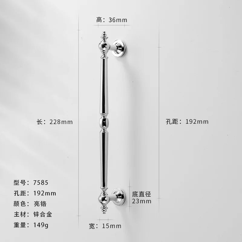 Bright Chrome Silver Wardrobe Door Handle Modern Minimalist Zinc-Alloy Pull for Cabinet Shoe Cabinet  Drawer Furniture Hardware