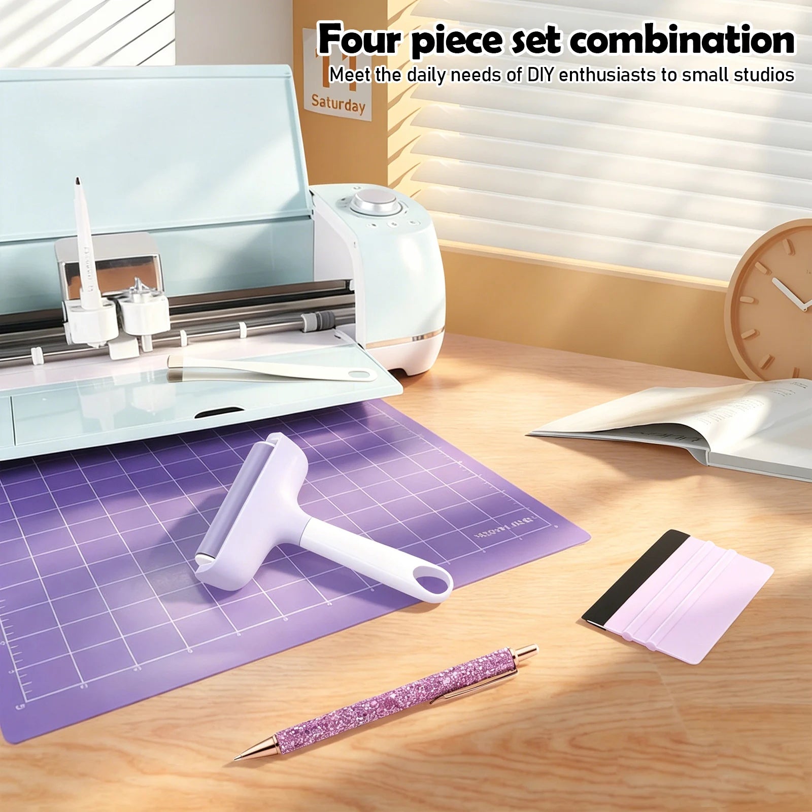 Rubber Brayer Roller Set with Pin Pen Tweezers Felt Squeegee Professional Printmaking Brayer Tool for DIY Embossing Card Making