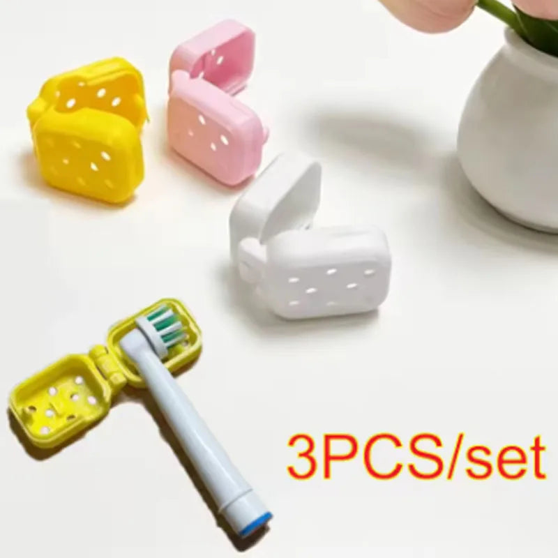 3pcs Electric Toothbrush Head Travel Case – Ventilated Protective Cover, Clean & Lightweight for Storage